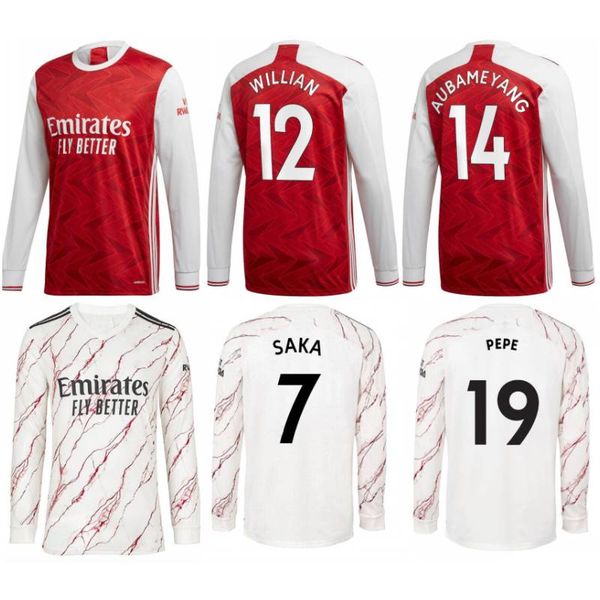 

2021 gunners long sleeve soccer jersey 2020/21 arsen #19 pepe willian uniforms mens martinelli gabriel nelson football shirt, Black;yellow