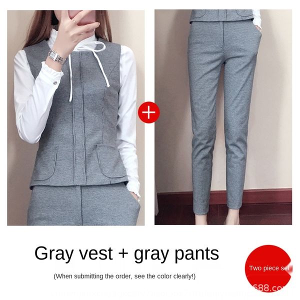 

waistcoat vest vestthree-piece set socialite suit goddess fan 2020 autumn western style professional temperament fashion president female tw, Gray