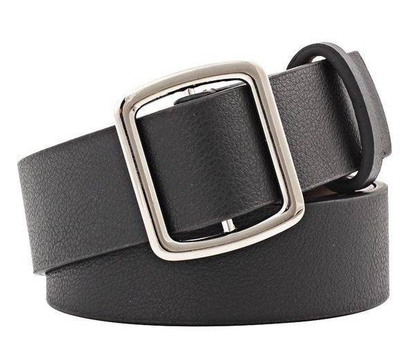 

wide pu leather belt square pin buckle waist belts for women lady vintage strap wild adjustable belt jeans accessories, Black;brown