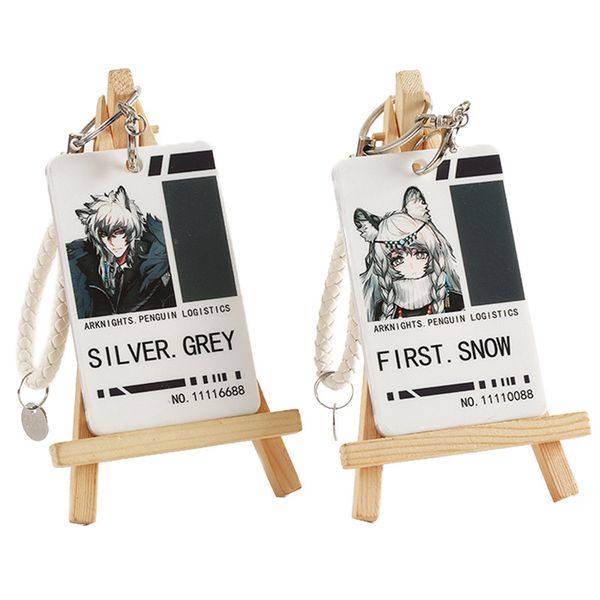 

game arknights keychain women cartoon pvc keyring pendant card set funny chain for pants jewellery silverash key holder brelok, Silver