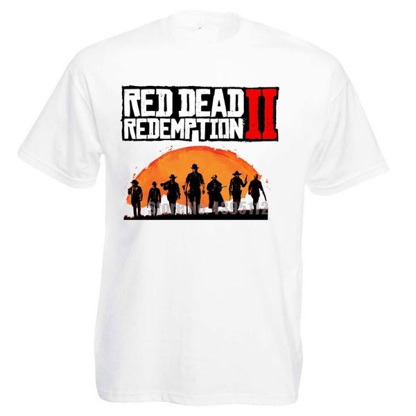 

red dead redemption 2 rockstar video game ps4/xbox sunset logo t-shirt