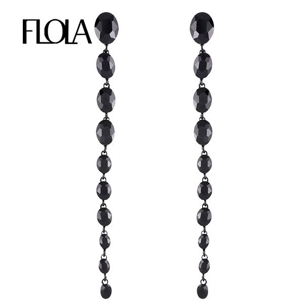 

dangle & chandelier flola black punk statement earrings jewelry wholesale gothic waterdrop crystal long drop for women ersm60, Silver