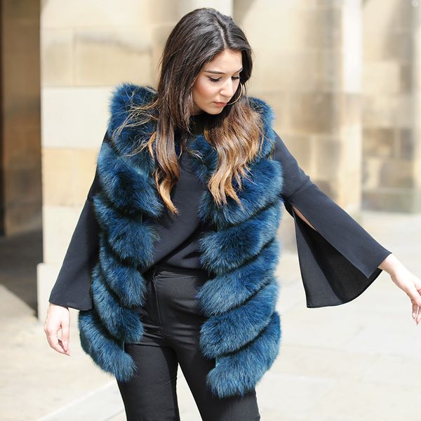 

cx-g-b-04h real fur long vest fur vest a variety of color, Black;white