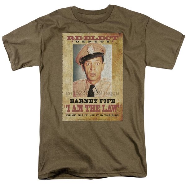 

andy griffith show barney fife i am the law campaign poster t-shirt s-3xl cotton tee shirt popular tagless