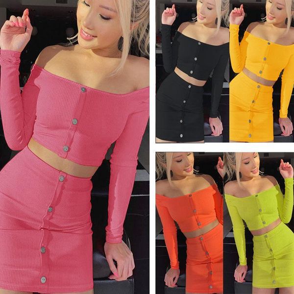 

женщины летняя одежда 2 два куска нарядах наборы без бретелек с плеча crop топы мини bodycon платье короткие юбки streetwear партии одежды, White