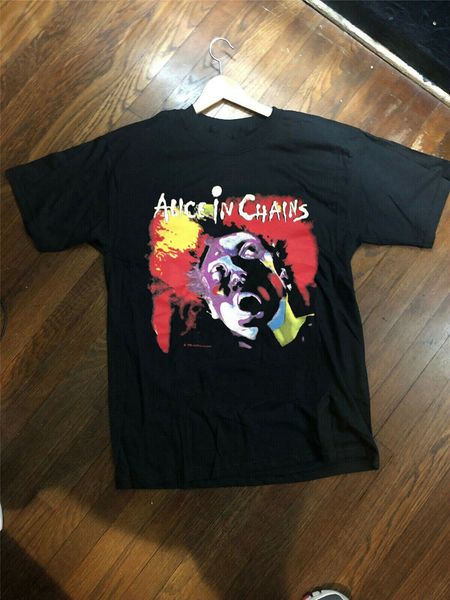 

rare vintage 1990 alice in chains facelift tour short-sleeve t-shirt black breathable tee shirt