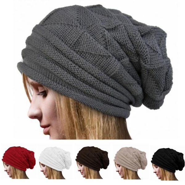 

1pc women winter hat wool knitted beanie striped caps fashion cap solid casual hat warm crochet, Blue;gray