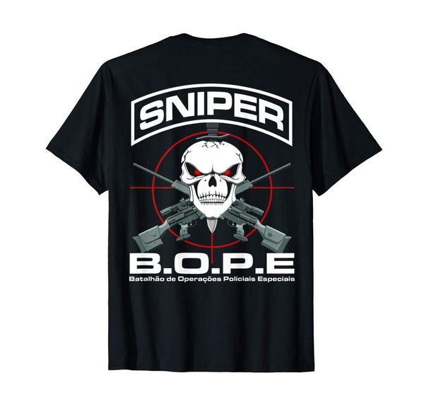 

brazil bope sniper t-shirt double side new brand clothing o neck short sleeves boy cotton men funny t shirt sayings