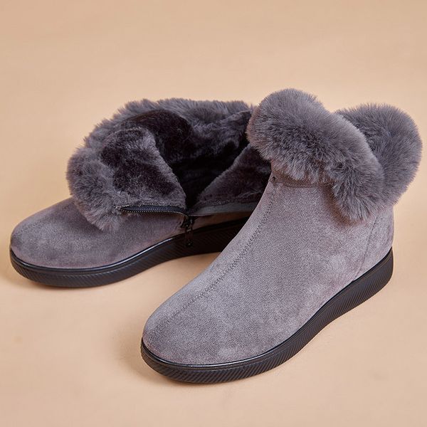 

zzpohe women's winter boots genuine leather warm fur women ankle boots fashion warm plush female non-slip snow, Black