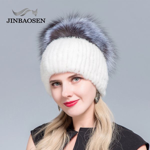 

beanie/skull caps jinbaosen russian fashion fur hat mink a5, Blue;gray