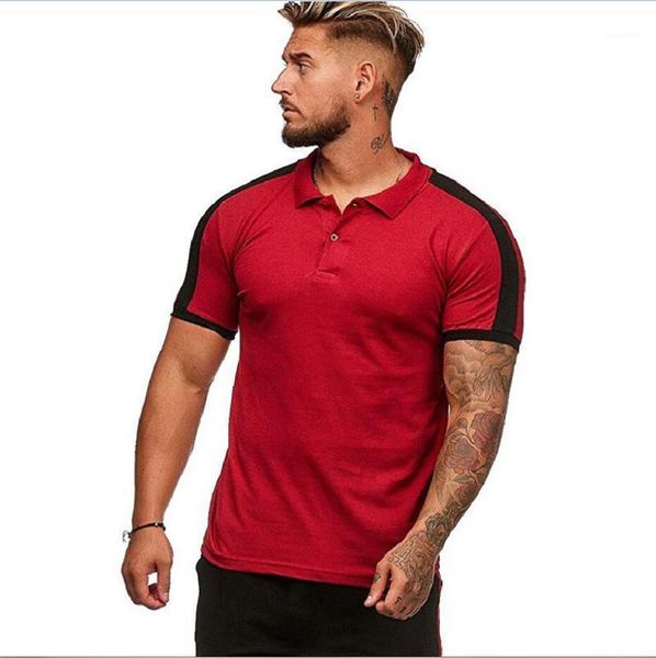 

short sleeve fashion mens casual solid color male tees summer mens designer polos lapel neck, White;black