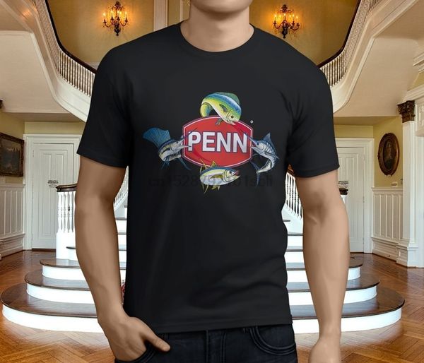 

new popular penn four fish fishinger reels men black t-shirt size s-3xl new fashion t shirt graphic letter