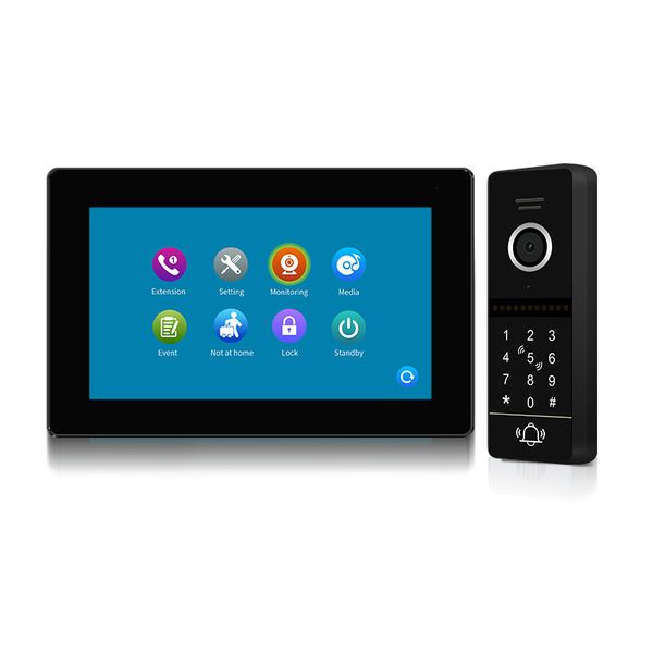 

video door phones wired 7" record screen 1080p ir intercom phone rfid code keypad unlock doorbell support 128gb sd card