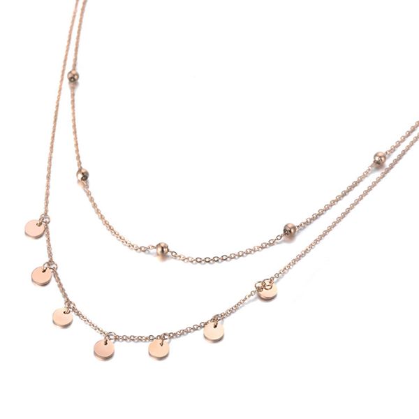 

fashion bohemia titanium steel double layer charm chain choker necklace beach jewelry pendant necklace for women n19127, Golden;silver