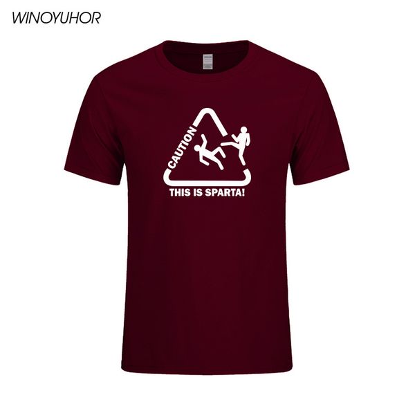 

caution this is sparta new men's t-shirts summer casual short sleeve t shirt cotton funny printed tees man brand clothing