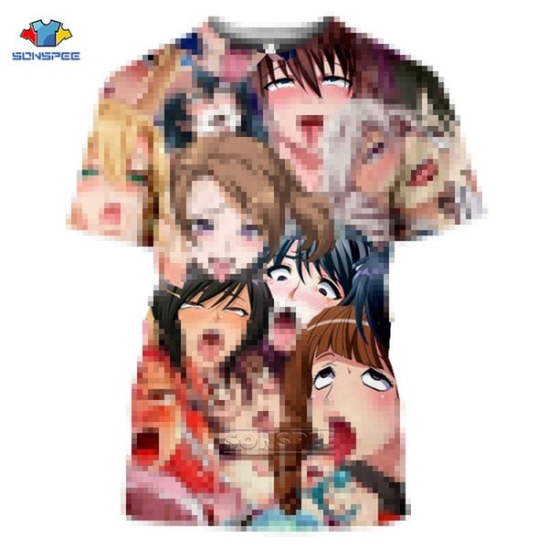 

japan hentai anime ahegao summer men 3d print shirts kawaii plus size oversized men clothing