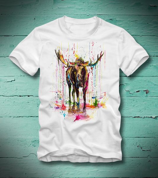 

2019 новых летней майка смешного t shirt elk elch hipster дождь удаление вода цвет wasserfarbe в пользовательской футболке