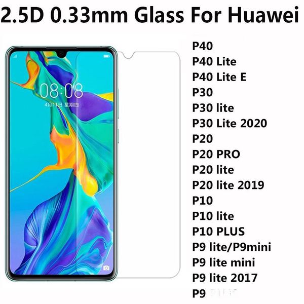 

2.5d 0.3mm tempered glass screen protector for huawei p40 lite e p30 lite 2020 p20 pro ite 2019 p10 p9 lite mini plus