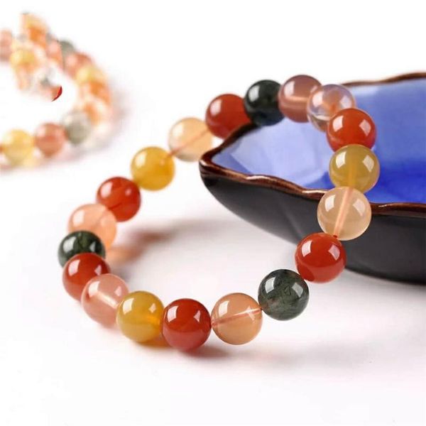 

beaded, strands genuine colorful natural rutilated quartz bracelets women men stretch crystal round bead bracelet 7mm 8mm 9mm 10mm, Black