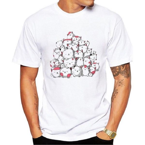 

kawaii кошки мужчины t-shirt hipster lovely cats printed топы с коротким рукавом тройник охладить t 37-й 30th 40th 50th день рождения tee sh