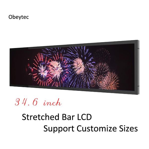 

obeytec 34,6 дюйма ультра широкоформатный жк растянуты рекламы жк-панель, с версией android 4.0, 1 + 8g, 1920 × 380, опционально