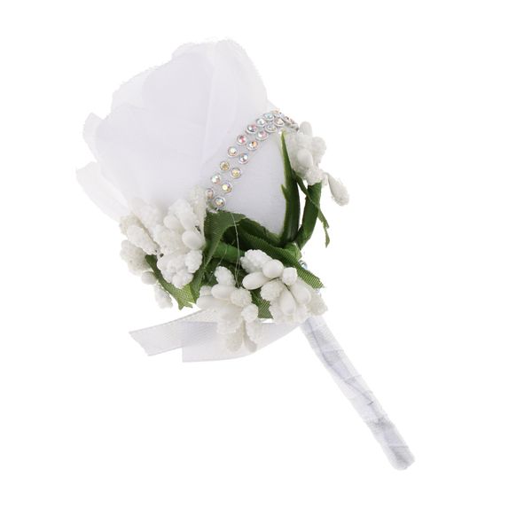 

bridegroom groomsman silk rhinestone corsage clip boutonniere wedding decor