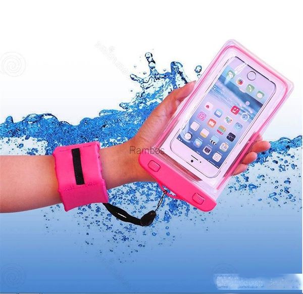 

floating waterproof dry bag noctilucent dust proof mobile phones case for iphone 6 /6plus /7 with wrist strap