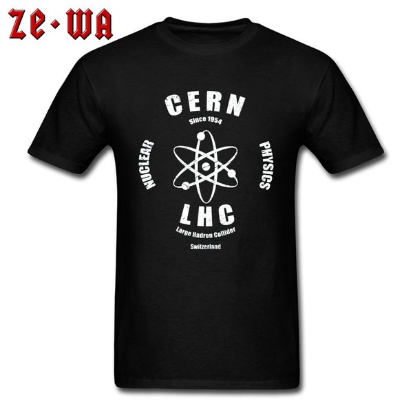 

geek t-shirt cern men t shirt nuclear research black white tshirt 2019 male cotton letter clothes printed graphic tees xs