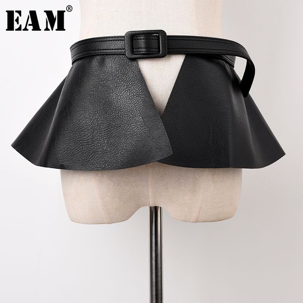 

eam] pu leather black оборками split joint темперамент широкий пояс личность женщины новая мода tide все матча spring 2020 1t489, Black;brown