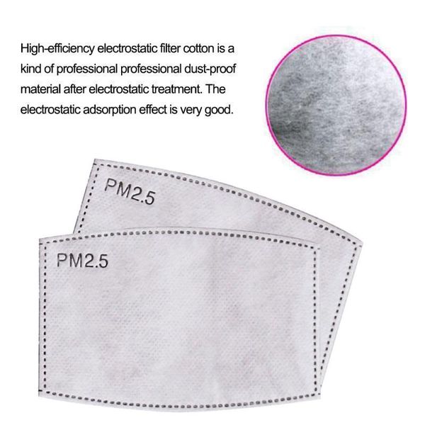 

10pcs mask pm2.5 5 filter layers anti haze mouth mask replaceable filter activated carbon insert for mout1