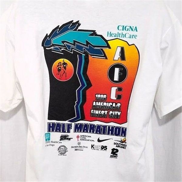 

san diego afc half marathon t shirt vintage 90s 1996 made in usa oneita large summer o neck tee shirt