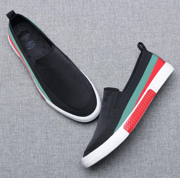

2020 spring summer new men street fashion canvas lightweight slip-on casual shoes men loafers flats, Black