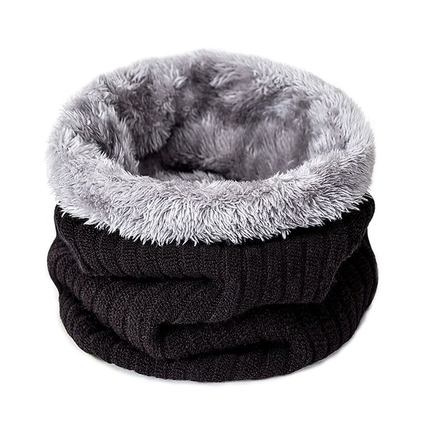 

children's scarf fashion and cute for boys girls solid color kids winter warm neck ring scarf thick plus velvet collar 24x22cm, Blue;gray