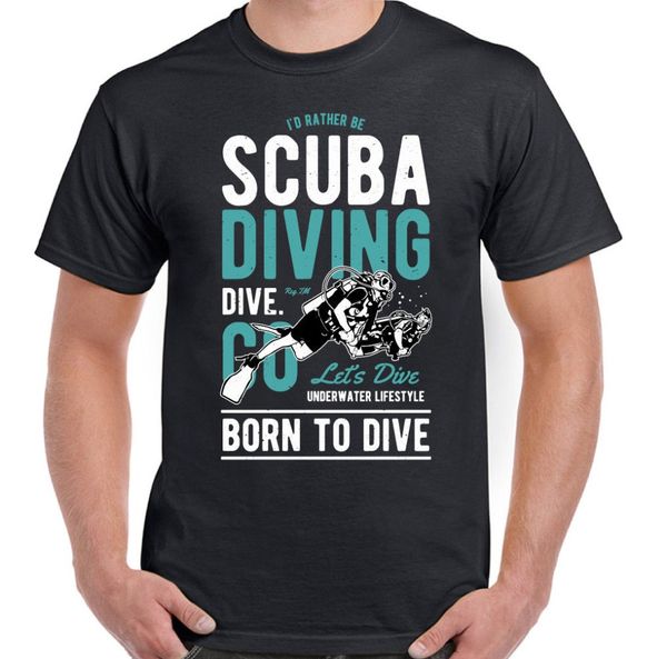 

2019 new casual cotton tee shirt i'd rather be scuba diving mens funny t-shirt deep sea ocean equipment snorkel summer men t-shi