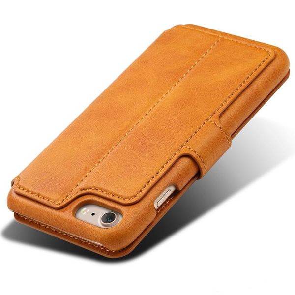 

creative iphone 8 cellphone case 6s flip-over protective leather jacket samsung s8 card support calf-print 7p wallet new