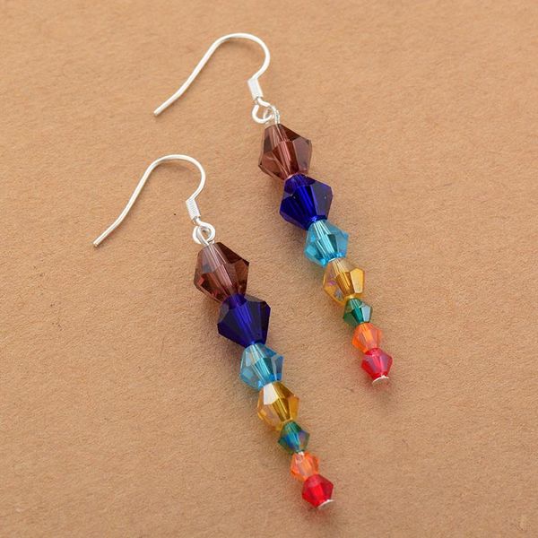 

7 chakra earrings bling crystal drop earring women gifts energy healing balance earring chakra jewelry wholesale