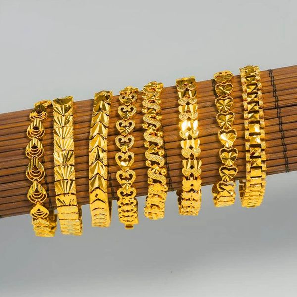 

24 k plated dubai bracelets bangle love heart bracelet femme charm female bijoux valentine's day gift for women, Black