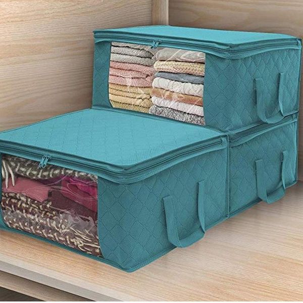 

storage bags 3pc bag non-woven portable clothes organizer 49x36x21 cm folding closet pillow quilt blanket bedding