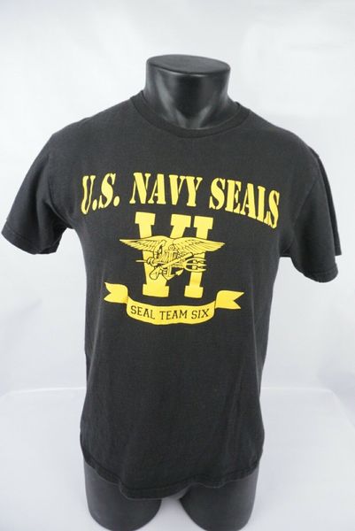 

u.s. navy seals seal team six black graphic ss t-shirt size medium (m) men summer short sleeves