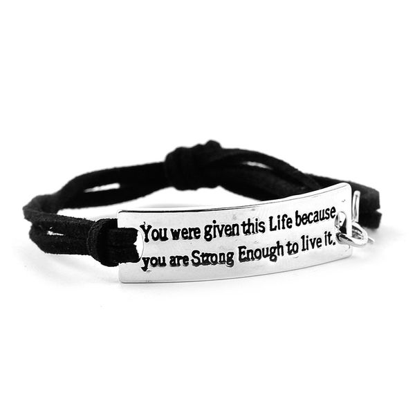 

inspirational bracelet leather bracelet multi-layer wax rope leather woven simple casual jewelry, Black
