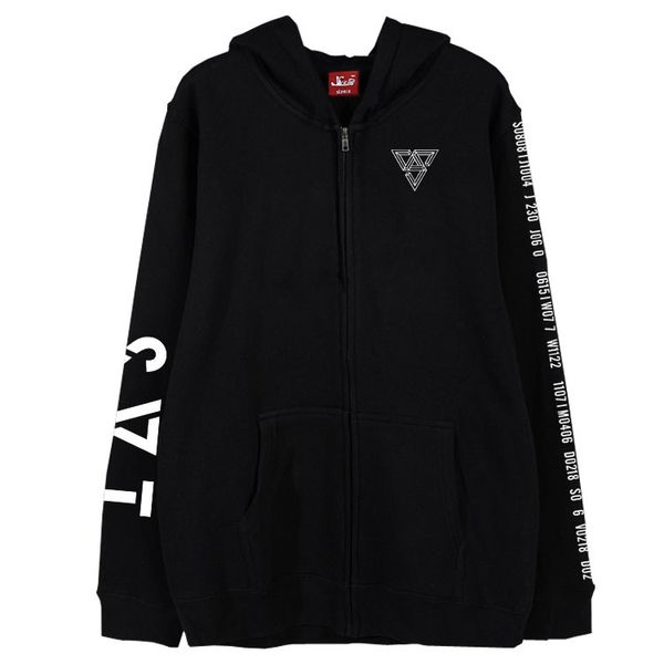 

kpop seventeen 2020 japan arena svt concert same printing zipper hoodie jacket fleece/thin seventeen sweatshirt outwear, Black