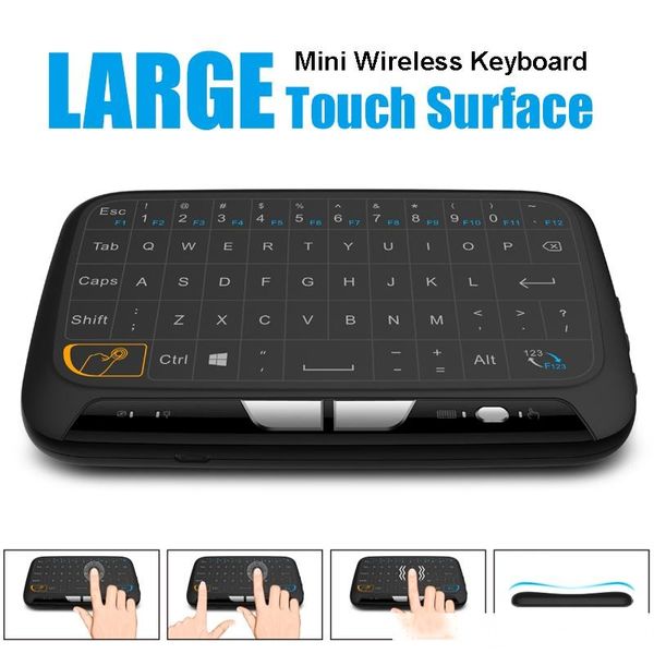 

h18 backlight mini wireless keyboard 2.4ghz portable keyboard with touchpad mouse for windows android/google/smart tv linux windows mac