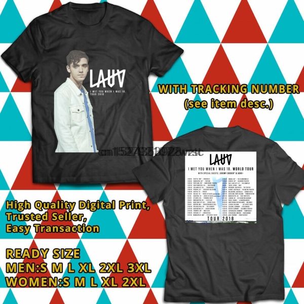 

new lauv i meet you when i was 18. tour 2020 black tee t-shirt size-s to 5xl