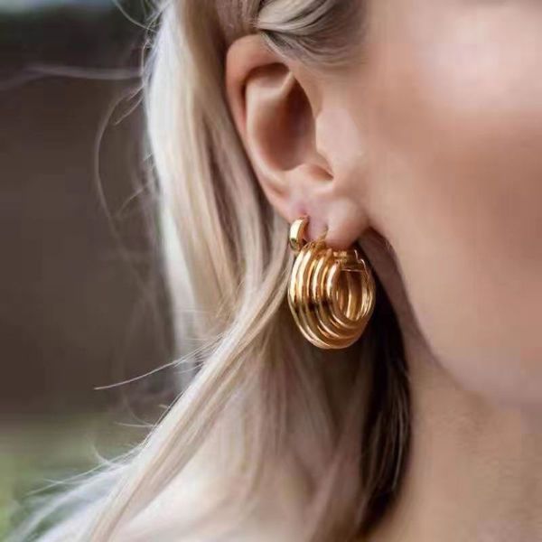 

hiphop gold color hollow round hoop earring for women girl metal geometry piercing dangle earrings party jewelry pendientes, Golden;silver