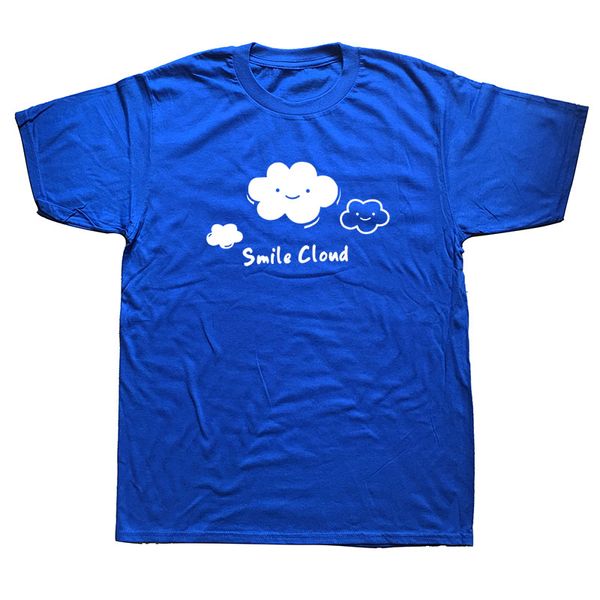 

cartoon cute smile clouds men round collar short sleeve t-shirt design man novelty cotton t shirt casual clothing print tee