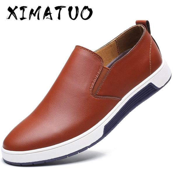 

spring autumn men leather loafer shoes fashion slip on men's casual shoes for men moccasins brand new loafers leisure big size, Black