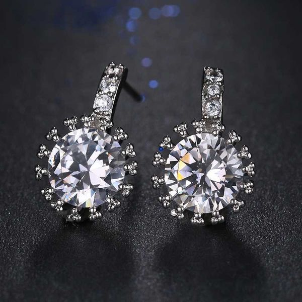 

stud bettyue brand fashion charm personality earrings cubic zircon white gold color gothic style jewelry for woman gift, Golden;silver