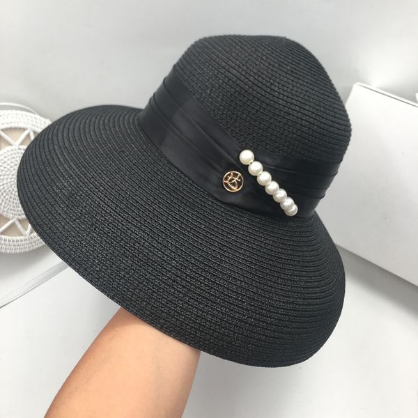 

spring and summer day m new seaside resort pearl big travel folding british sunscreen hepburn along the beach hat sun hat, Blue;gray