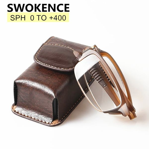 

swokence 0 to +4 tr90 foldable anti-fatigue reading glasses women men upscale brand hard lens folding presbyopia eyewear g432, White;black