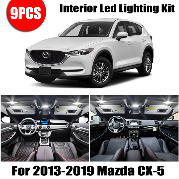 

9x white canbus led car interior lights package kit for 2013 2014 2020 2020 cx-5 cx5 led interior lights